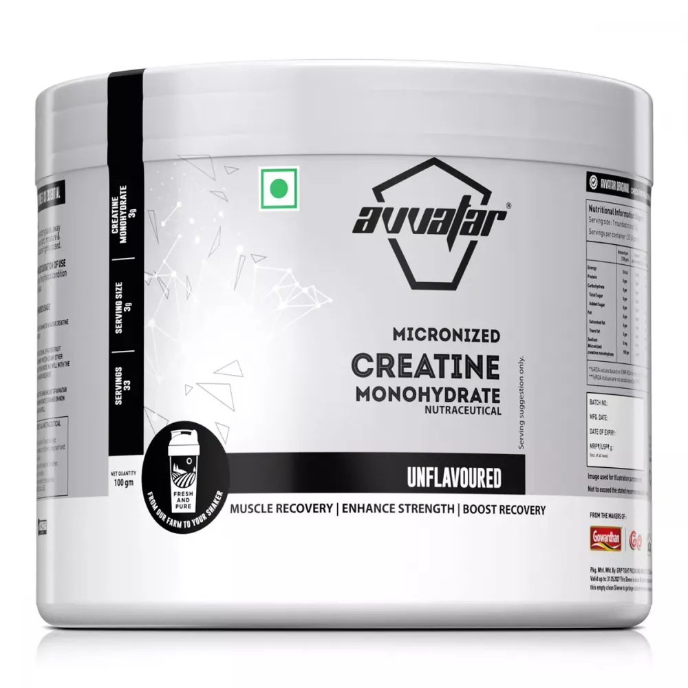 Avvatar Micronized Creatine Monohydrate Powder Unflavored (100g)