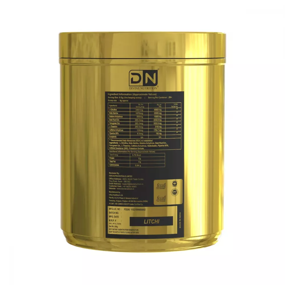 Divine Nutrition Pre-Workout Litchi (250g)