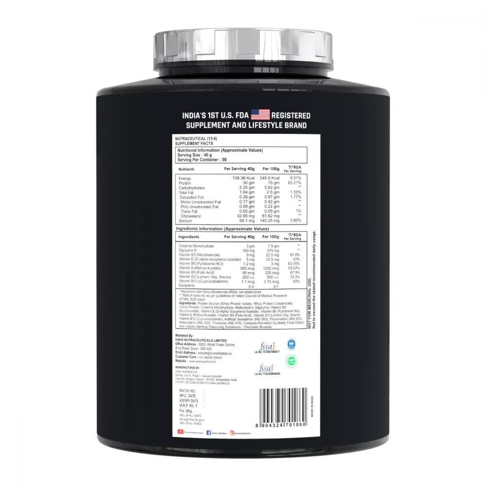 Divine Nutrition Nitra Max (50 Servings) Chocolate Brownie (2kg)