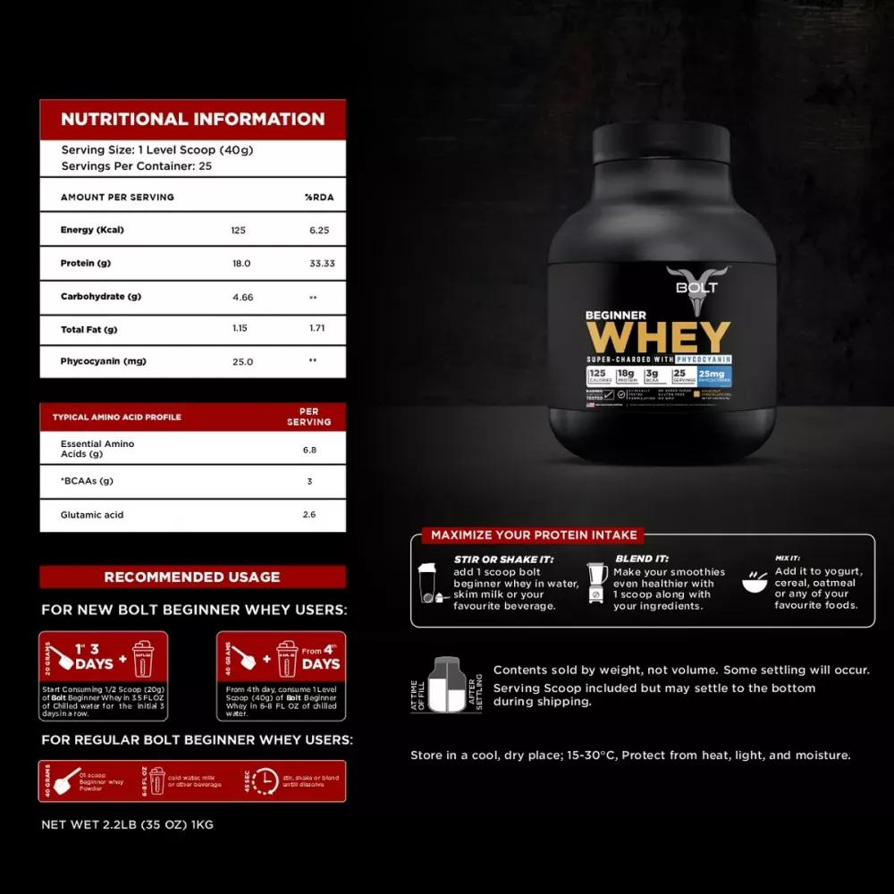 Bolt Beginner Whey Protein Chocolate Hazelnut (1kg)