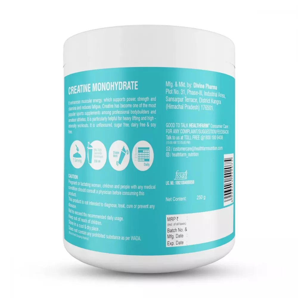 Healthfarm Creatine Monohydrate Powder Unflavored (250g)