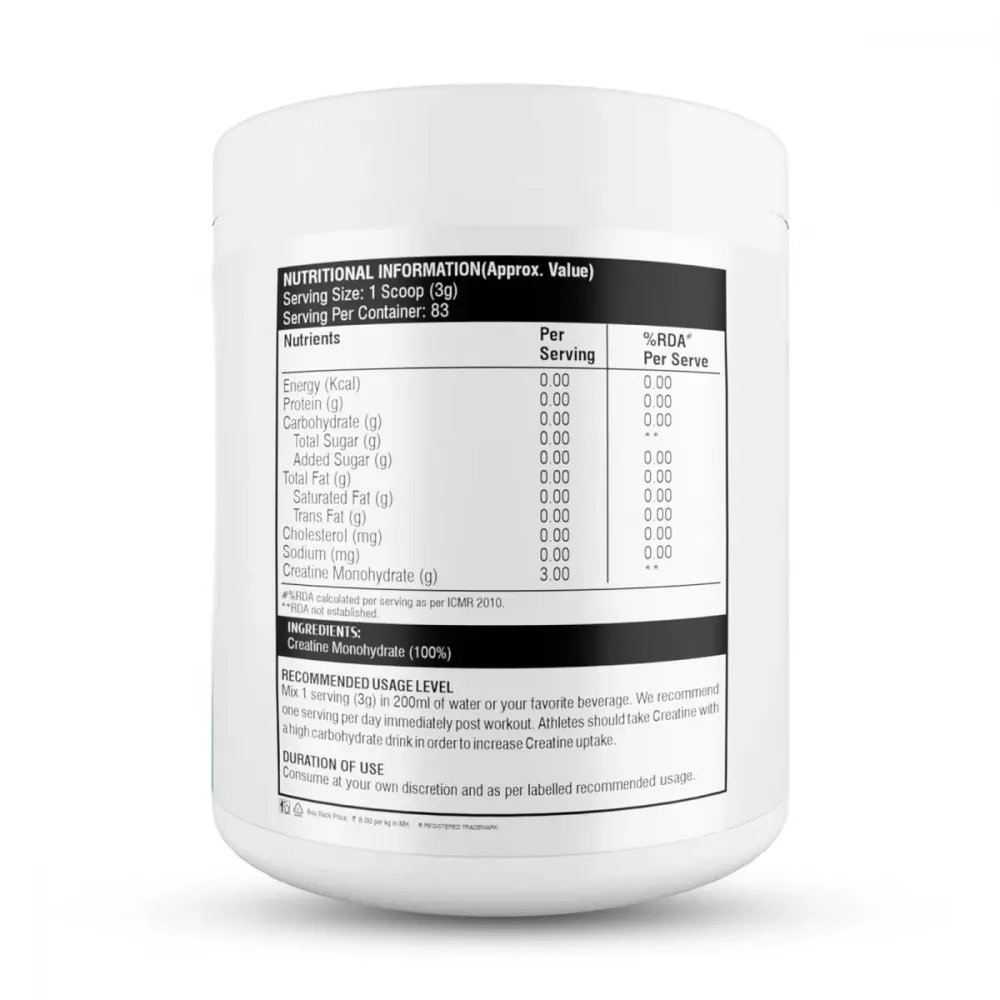 Healthfarm Creatine Monohydrate Powder Unflavored (250g)