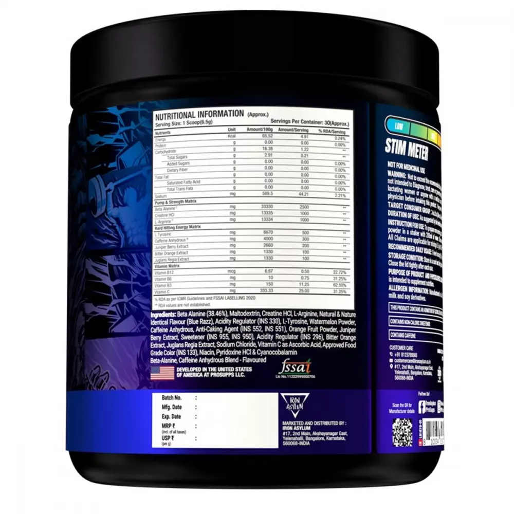Prosupps Hyde Xtreme Hard-Hitting Energy Pre-Workout Blue Razz Popsicle (222g)