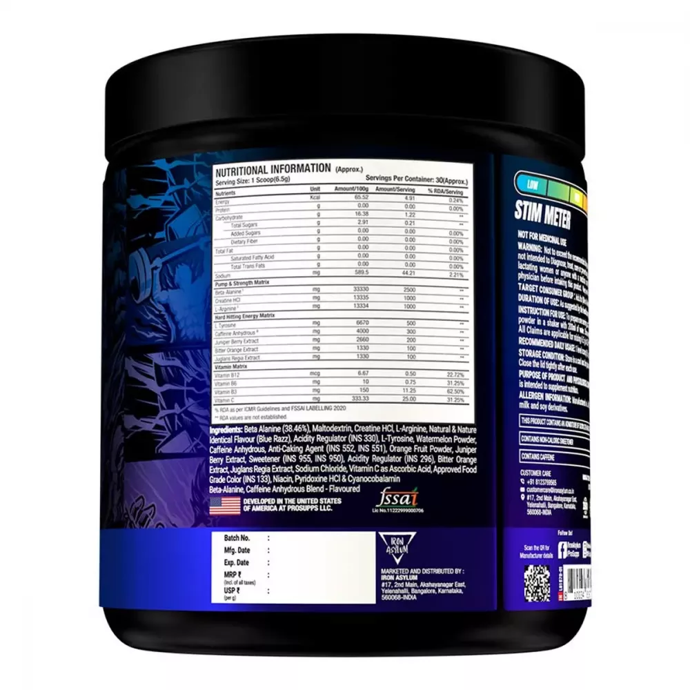 Prosupps Hyde Xtreme Pre Workout Blue Raz (195g)