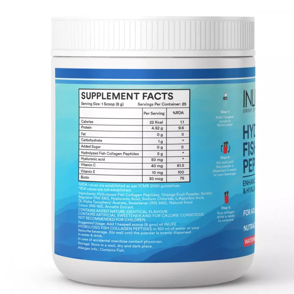 Inlife Hydrolyzed Fish Collagen Peptides Powder Watermelon (200g)