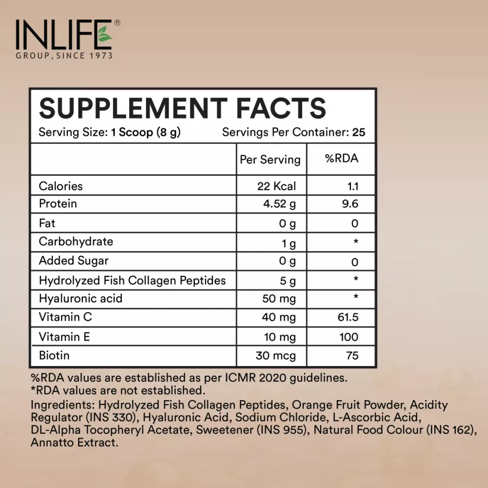 Inlife Hydrolyzed Fish Collagen Peptides Powder Watermelon (200g)