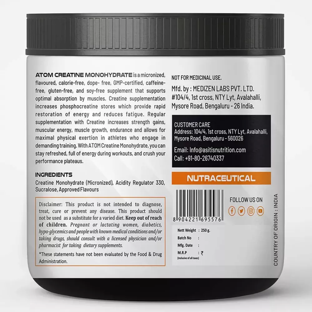 Asitis Atom Creatine Monohydrate Blue Razz Fusion (250g)