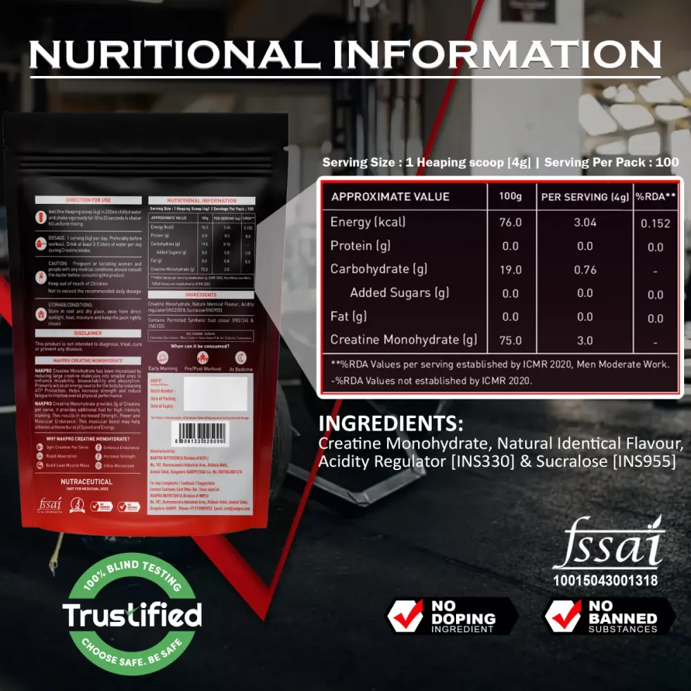 Nakpro Creatine Monohydrate Powder Blueberry (400g)