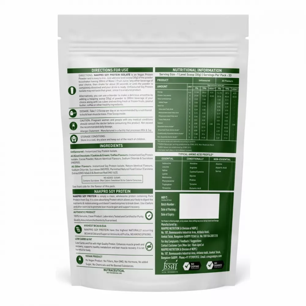 Nakpro Vegan Platinum Soy Protein Isolate Chocolate (1kg)