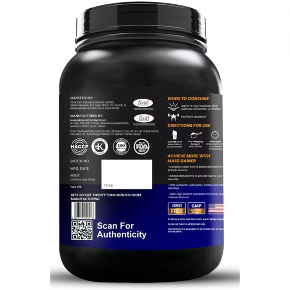 Fitspire Mass Gainer Double Chocolate (1.5kg)