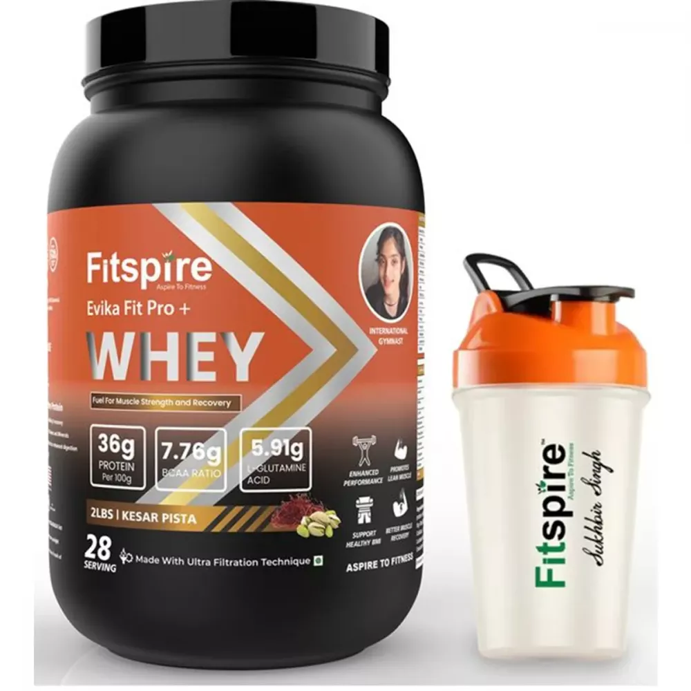 Fitspire Evika Fit Super Pro Plus Whey Protein With Shaker Kesar Pista (907g)