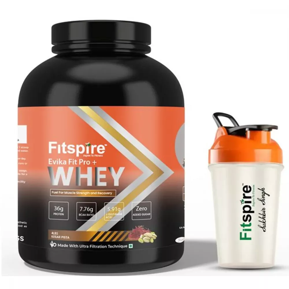 Fitspire Evika Fit Pro Plus Whey Protein With Shaker Kesar Pista (4lb)