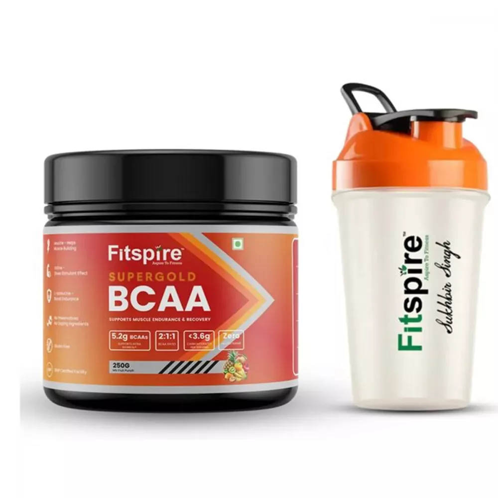 Fitspire Super Gold Bcaa With Shaker Mix Fruit Punch (250g)