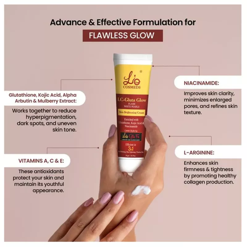 Buy Lio Cosmeds Lc Gluta Glow Flash White Pearls Cream Online - 10% Off!