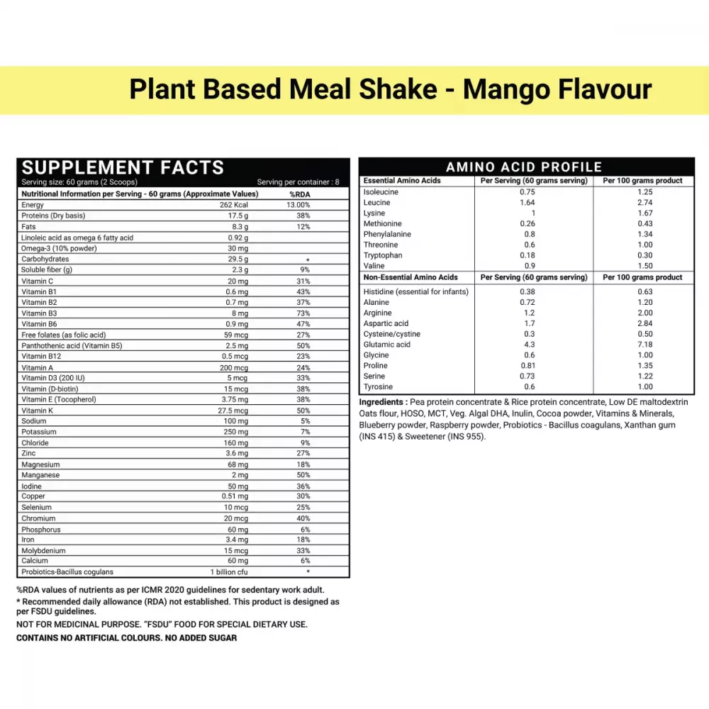Inlife Plant Based Meal Shake Mango (500g)
