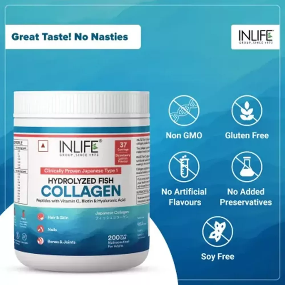 Inlife Japanese Marine Collagen Supplements For Women & Men Strawberry Lemon (200g)