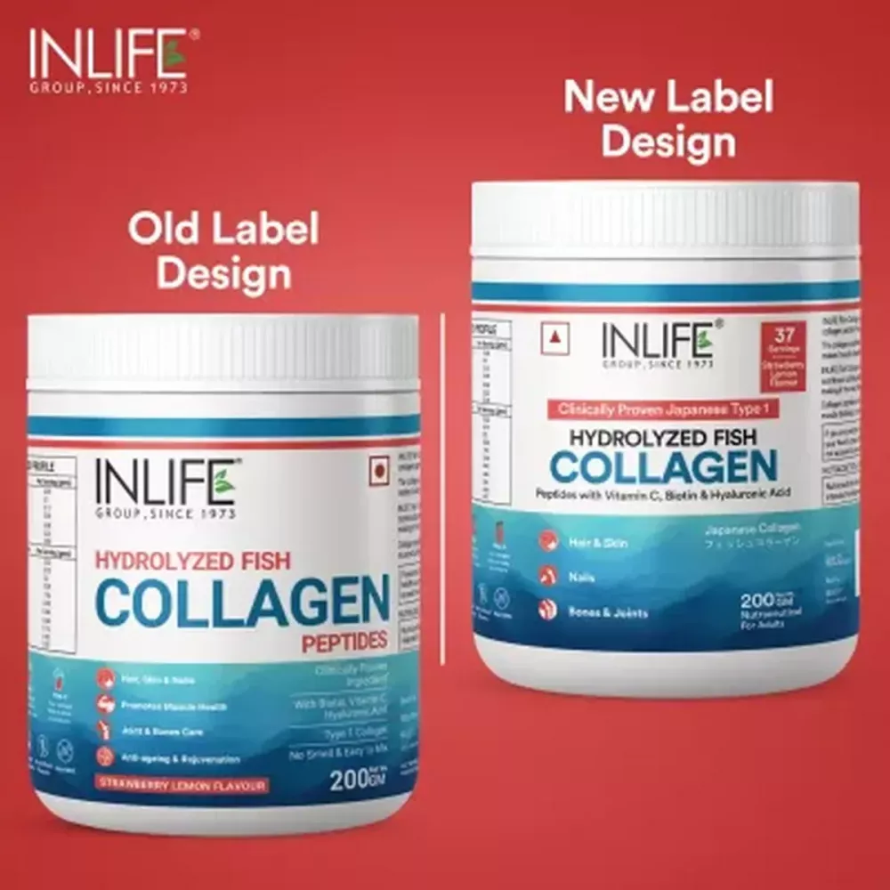 Inlife Japanese Marine Collagen Supplements For Women & Men Strawberry Lemon (200g)