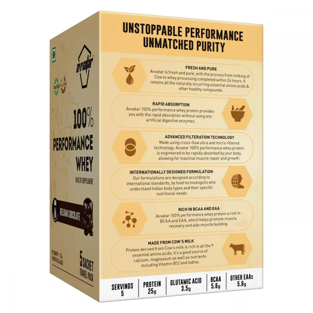 Avvatar Performance Whey Protein (Each 35g) Belgian Chocolate (5Sachet)