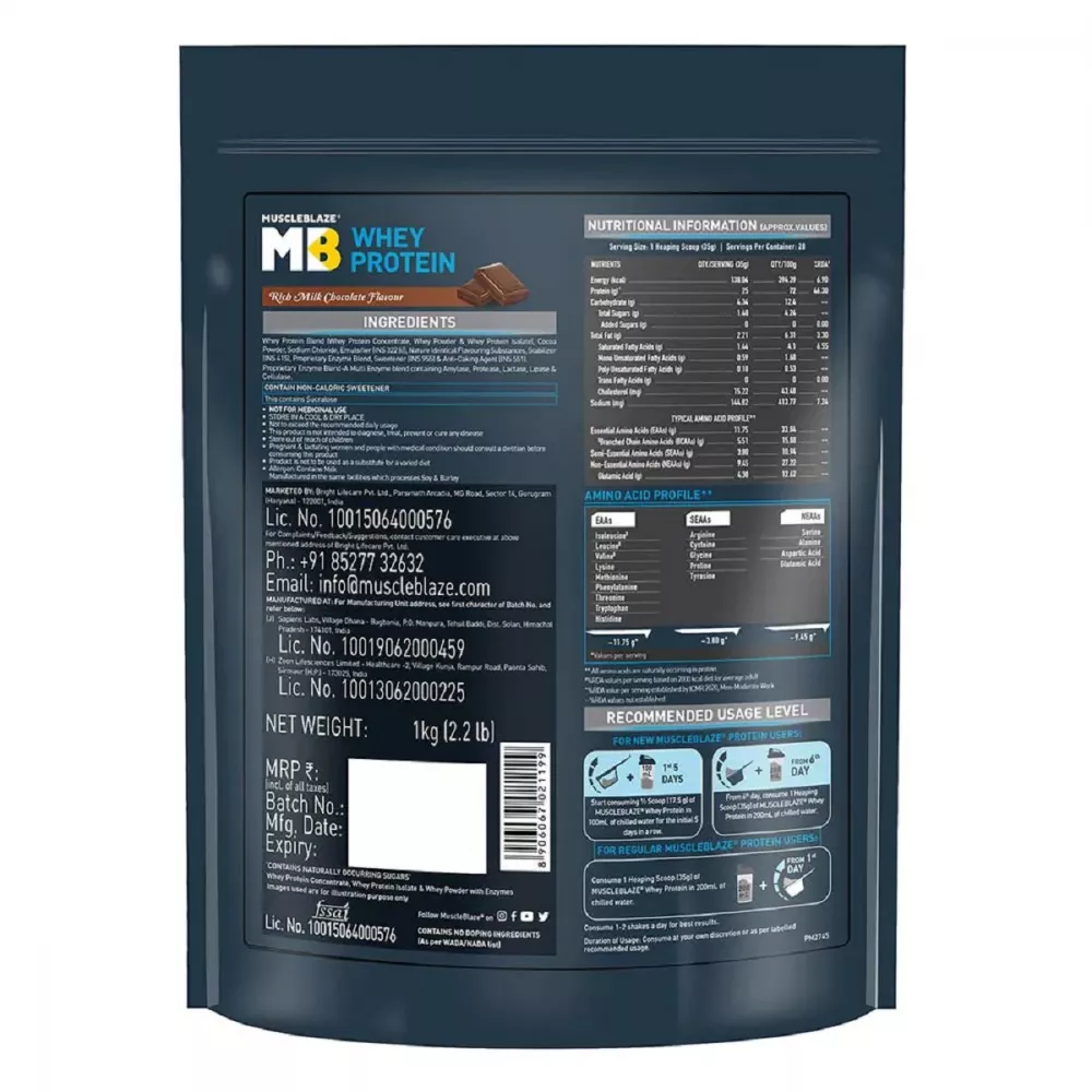 Muscleblaze Whey Protein Richmilk Chocolate (1kg)