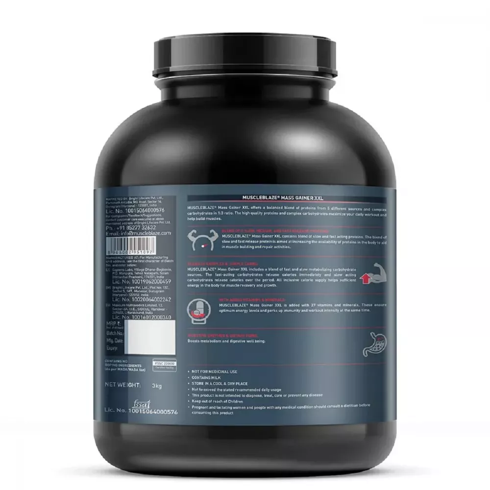 Muscleblaze Mass Gainer XXL Chocolate (3kg)