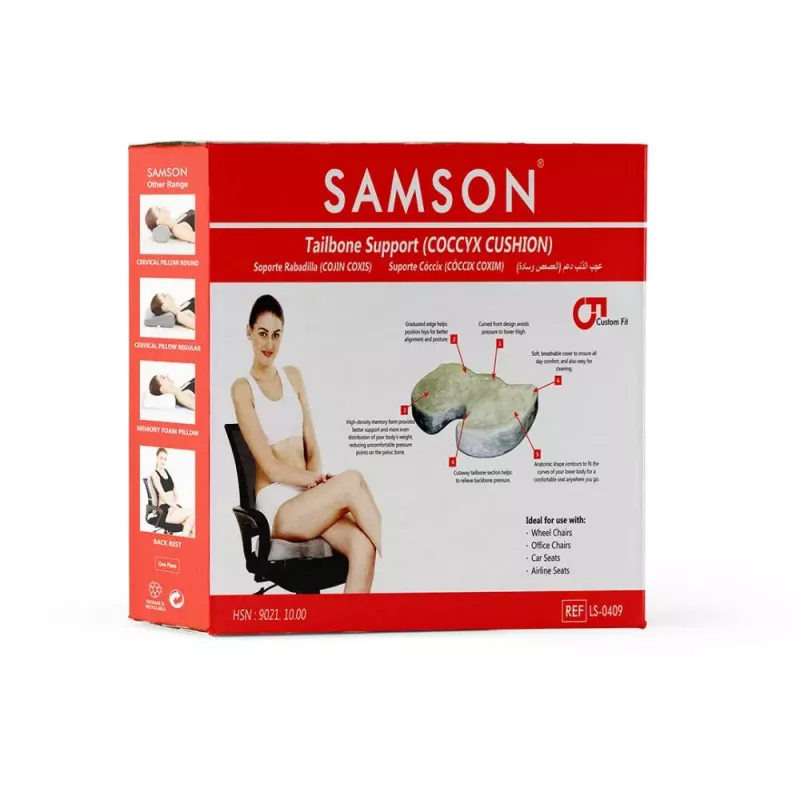 Samson Tailbone Support Pillow (coccyx Cushion) With Memory Foam