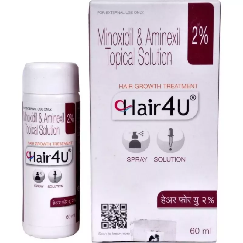 Buy Hair 4U F Solution 60 ml  Flat 15 Off  Uses Side effects  Substitutes  Pulse Pharmacy