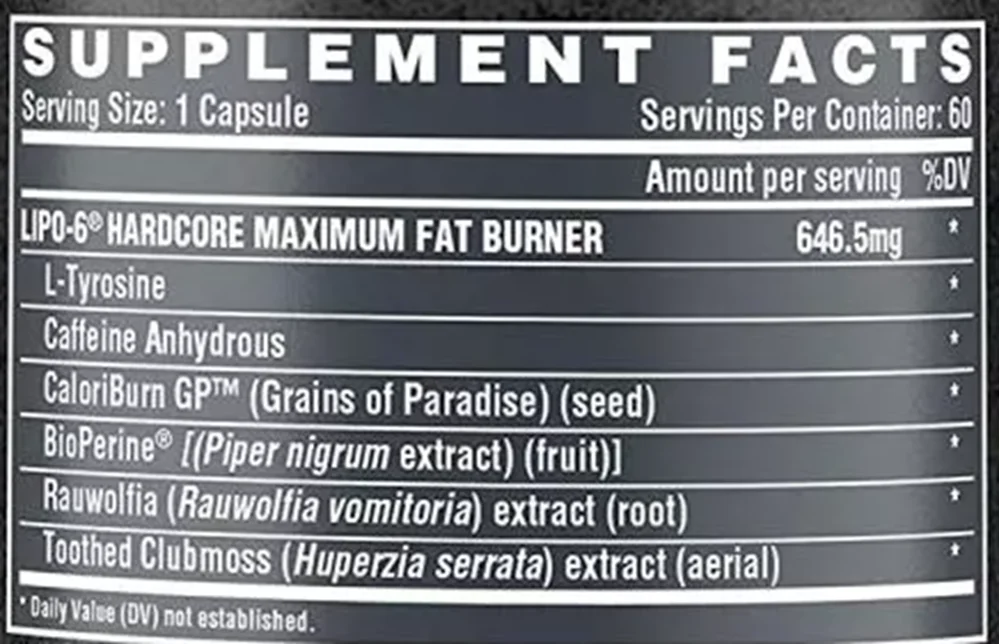 Nutrex Research Lipo 6 Hardcore Fat Burner (60cap)