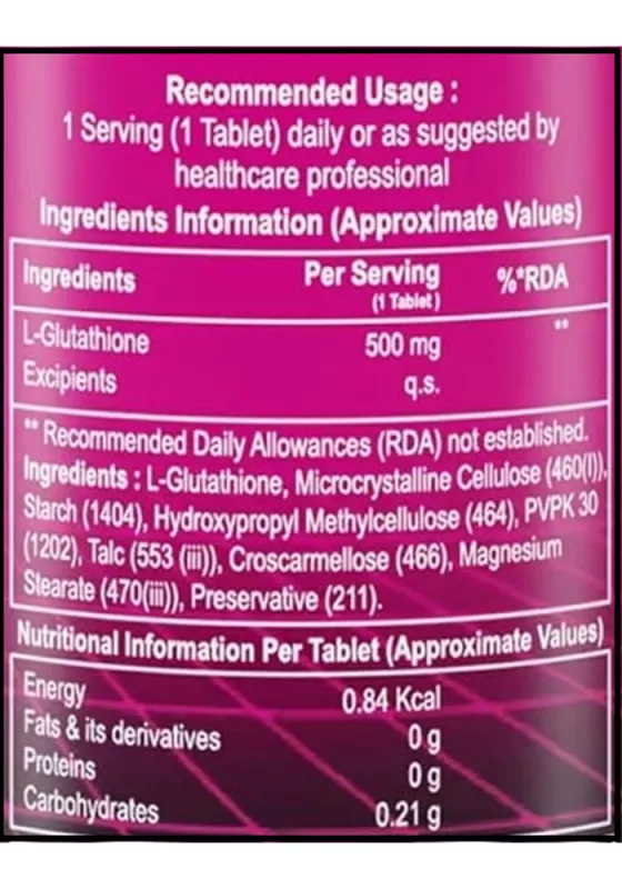 HealthAid L-Glutathione 500Mg Tablets Unflavored (60tab)