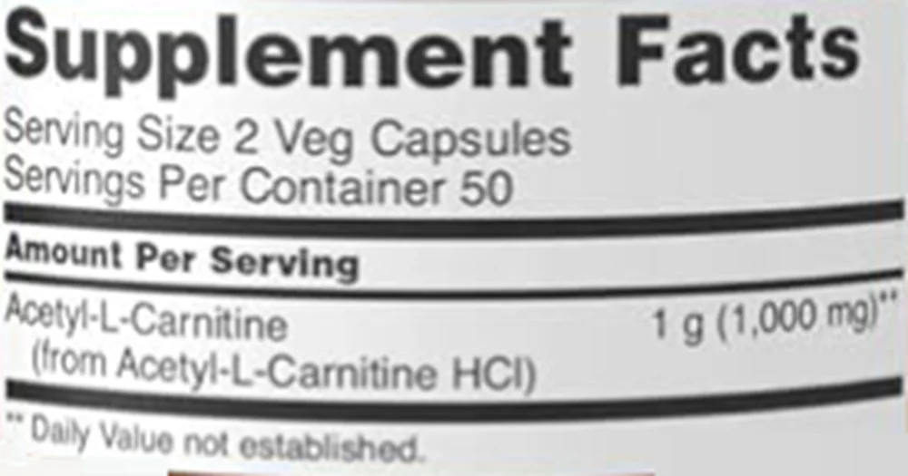 Now Foods Acetyl L Carnitine 500Mg Veg Capsules (100cap)