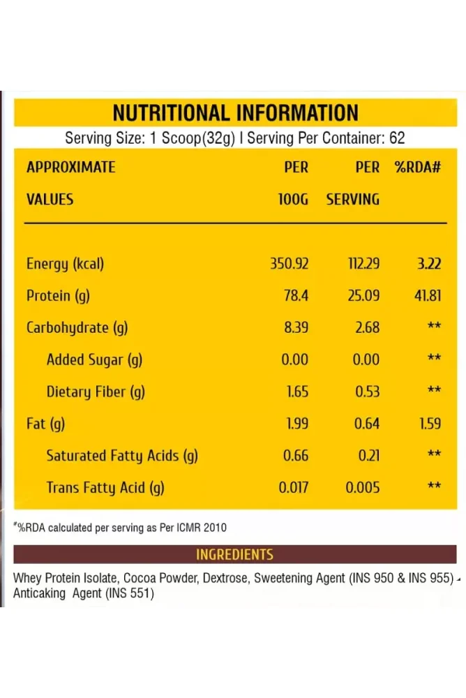 Healthfarm Isopro Zero Protein Powder Triple Chocolate (2kg)