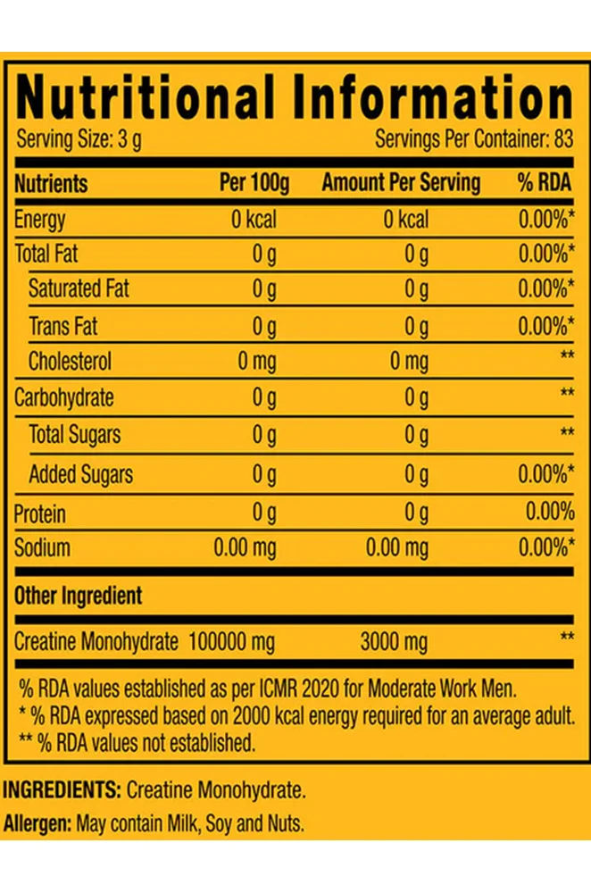 GNC Creatine Monohydrate Unflavored (250g)