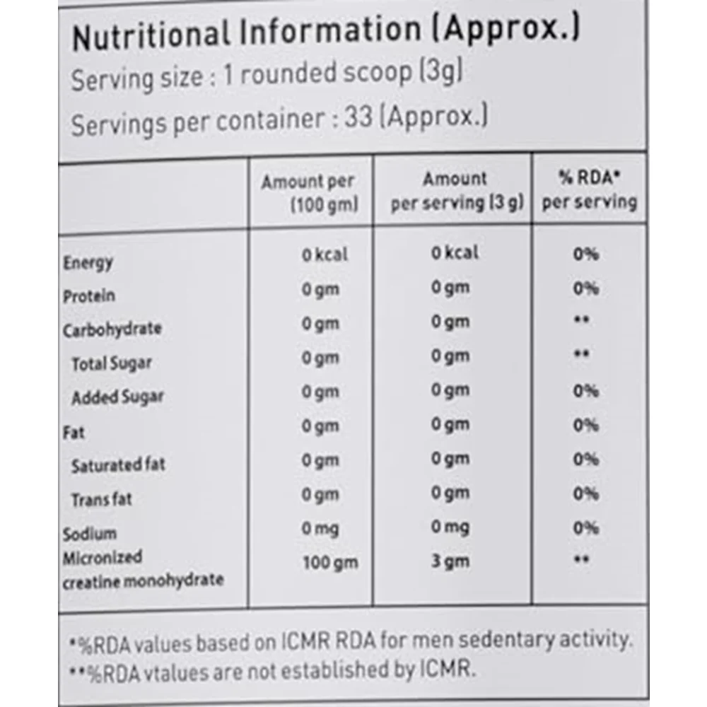 Avvatar Micronized Creatine Monohydrate Powder Unflavored (100g)