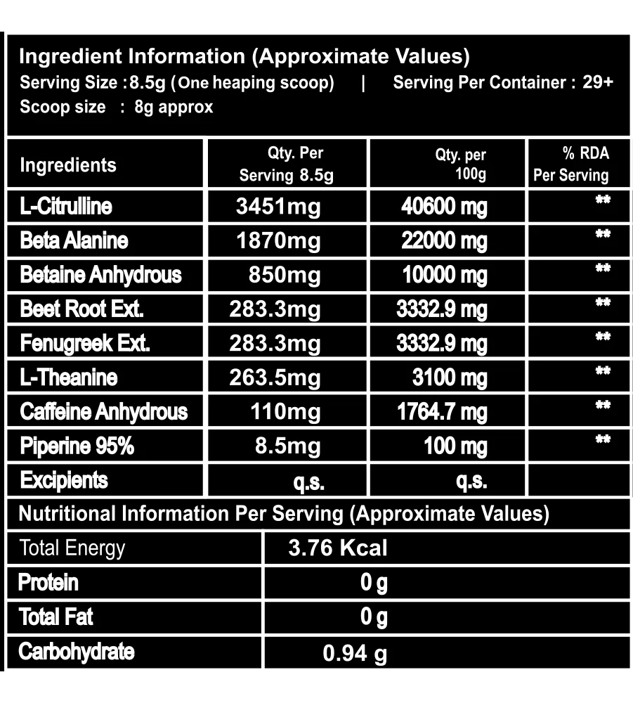 Divine Nutrition Pre-Workout Litchi (250g)
